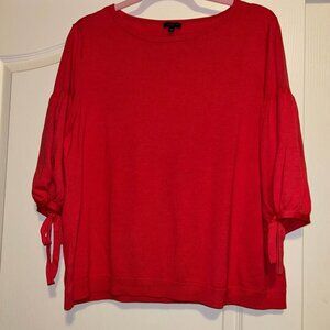 Talbots coral pink orange puff tie 3/4 sleeve sweater top woman's size XLP